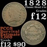 1828 Classic Head half cent 1/2c Grades f, fine