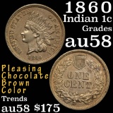 1860 Rounded Indian Cent 1c Grades Choice AU/BU Slider
