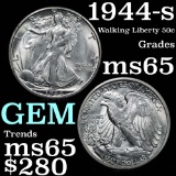 1944-s Walking Liberty Half Dollar 50c Grades GEM Unc