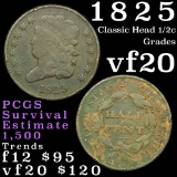 1825 Classic Head half cent 1/2c Grades vf, very fine