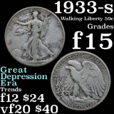 1933-s Walking Liberty Half Dollar 50c Grades f+