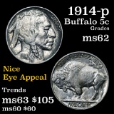 1914-p Buffalo Nickel 5c Grades Select Unc