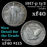 1917-p ty2 Standing Liberty Quarter 25c Grades xf