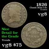 1826 Classic Head half cent 1/2c Grades vg, very good