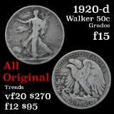 1920-d Walking Liberty Half Dollar 50c Grades f+