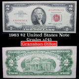 1963 $2 Red Seal United States Note Grades xf+