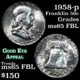 1958-p Franklin Half Dollar 50c Grades GEM FBL