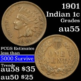 1901 Indian Cent 1c Grades Choice AU