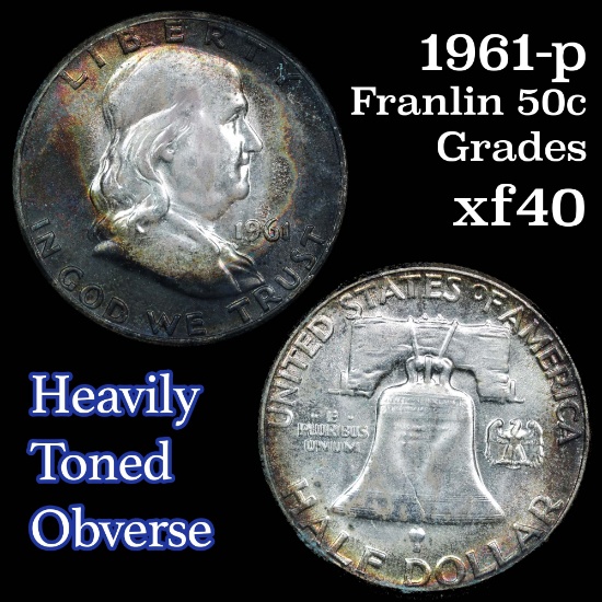 1961-p Franklin Half Dollar 50c Grades xf