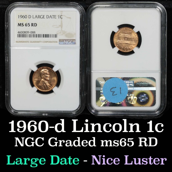 NGC 1960-d lg date Lincoln Cent 1c Graded ms65 rd By NGC