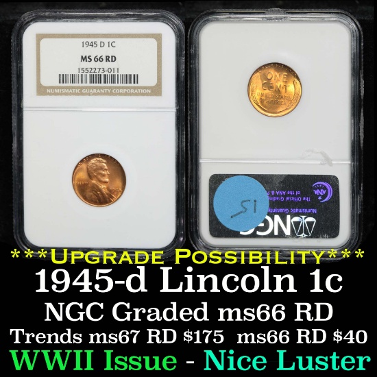 NGC 1945-d Lincoln Cent 1c Graded ms66 rd By NGC