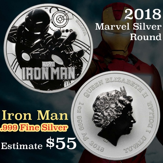 2018 IronMan Limited Edition 1 oz. Marvel Silver Round .999 fine silver Grades ms70, Perfection