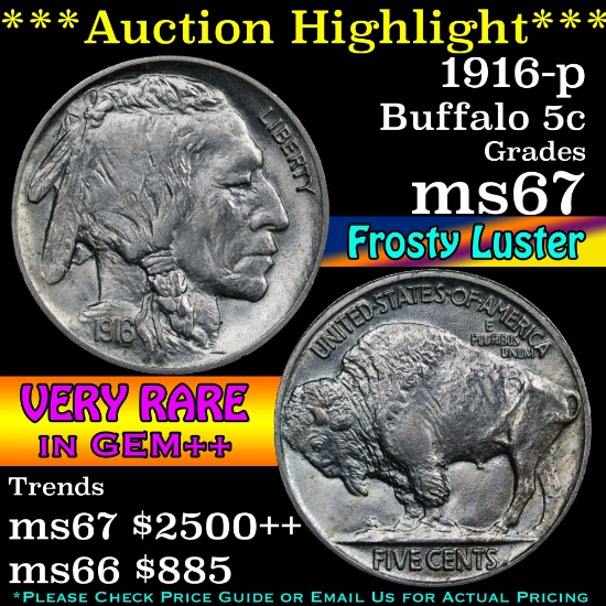 ***Auction Highlight*** 1916-p Buffalo Nickel 5c Grades GEM++ Unc (fc)