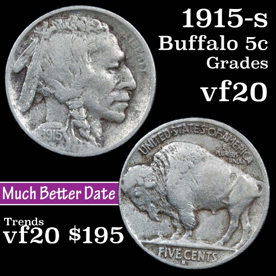 1915-s Buffalo Nickel 5c Grades vf, very fine