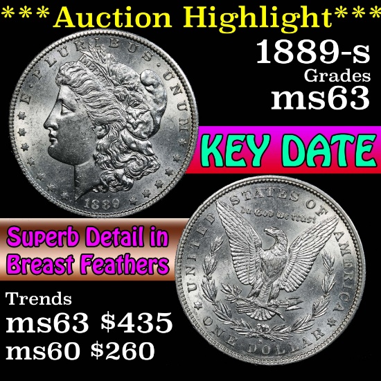 ***Auction Highlight*** 1889-s Morgan Dollar $1 Grades Select Unc (fc)