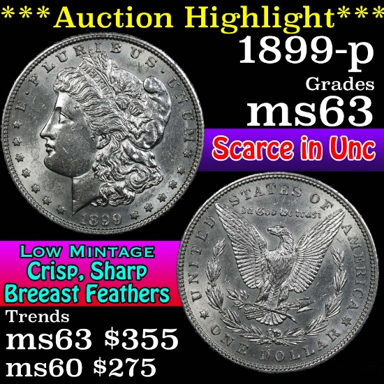 ***Auction Highlight*** 1899-p Morgan Dollar $1 Grades Select Unc (fc)