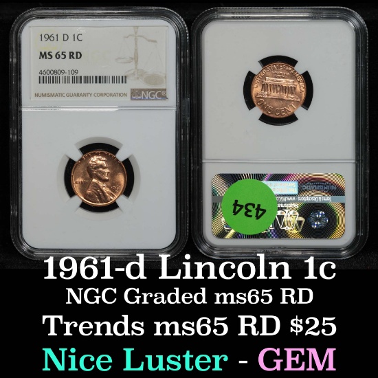 NGC 1961-d Lincoln Cent 1c Graded ms65 rd By NGC