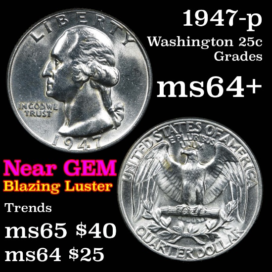 1947-p Washington Quarter 25c Grades