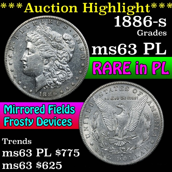 ***Auction Highlight*** 1886-s Morgan Dollar $1 Grades Select Unc PL (fc)