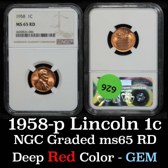 NGC 1958-p Lincoln Cent 1c Graded ms65 rd By NGC