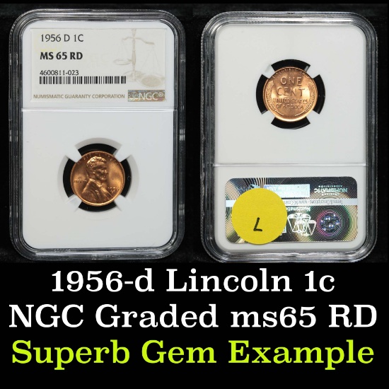 NGC 1956-d Lincoln Cent 1c Graded ms65 RD by NGC