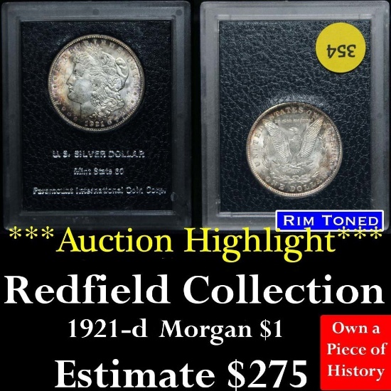 ***Auction Highlight*** REDFIELD COLLECTION 1921-d Morgan Dollar $1 Graded BU by Paramount (fc)