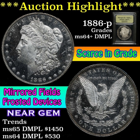***Auction Highlight*** 1886-p Morgan Dollar $1 Graded Choice Unc+ DMPL by USCG  (fc)
