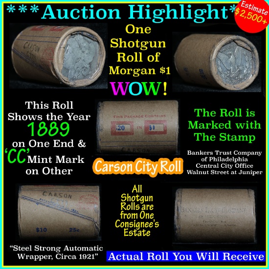 ***Auction Highlight*** All Carson City Morgan dollar roll ends 1889 & 'cc' (fc)