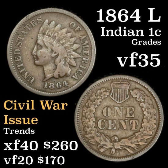 1864 L Indian Cent 1c Grades vf++ (fc)