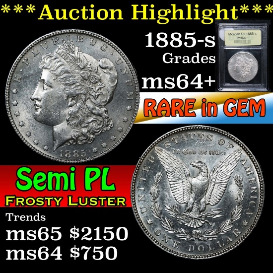 ***Auction Highlight*** 1885-s Morgan Dollar $1 Graded Choice+ Unc By USCG (fc)