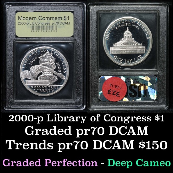 2000-p Library of Congress Modern Commem Dollar $1 Grades GEM++ Proof Deep Cameo by USCG