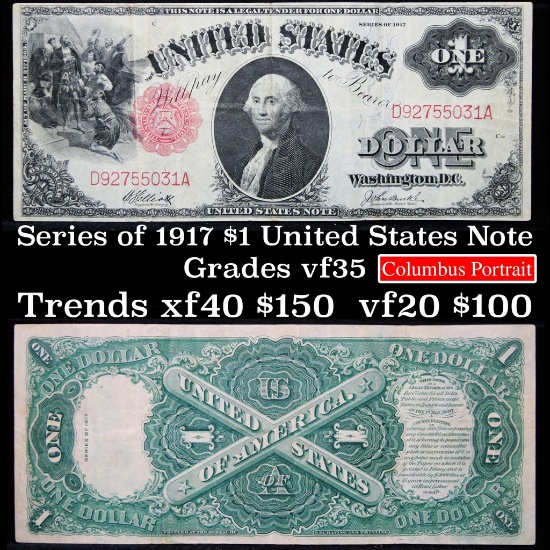 Series of 1917 $1 Red Seal United States Note Grades vf++