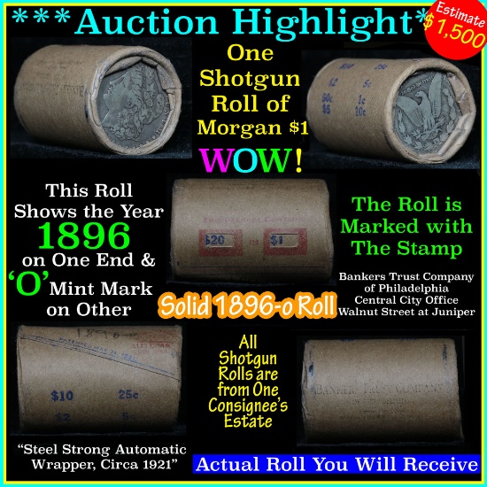 Solid date Shotgun Roll of 1896-o Morgan Dollars, Average circ