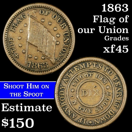 1863 Spoot Civil War Token Grades xf+