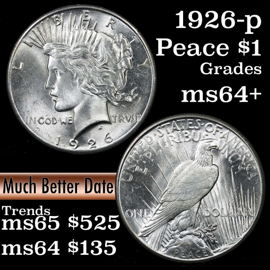 1926-p Peace Dollar $1 Grades Choice+ Unc (fc)