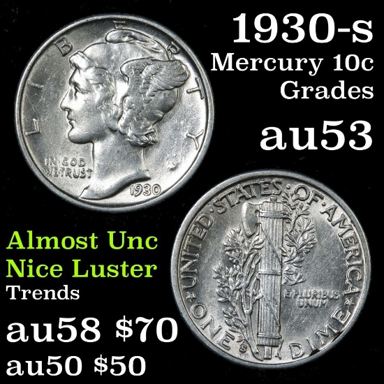 1930-s Mercury Dime 10c Grades Select AU