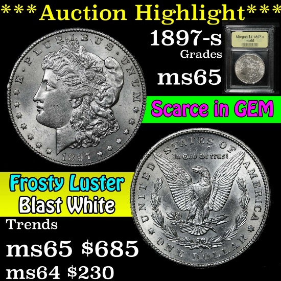 ***Auction Highlight*** 1897-s Morgan Dollar $1 Graded GEM Unc By USCG (fc)