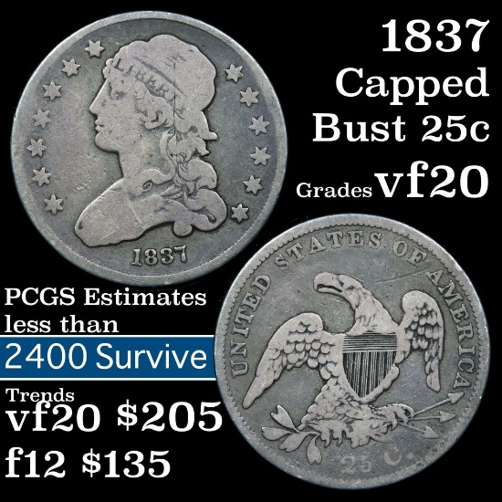 1837 Capped Bust Quarter 25c Grades vf, very fine (fc)