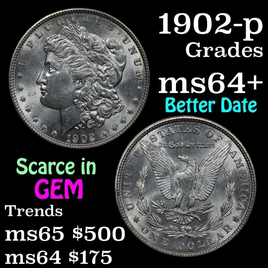 1902-p Morgan Dollar $1 Grades Choice+ Unc (fc)