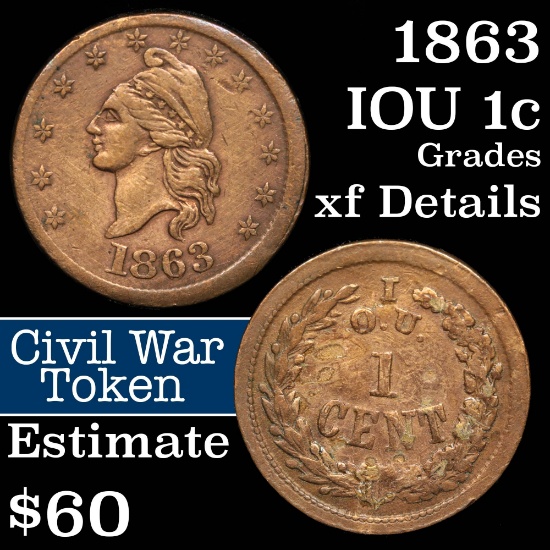 1863 Civil War Token Grades xf details