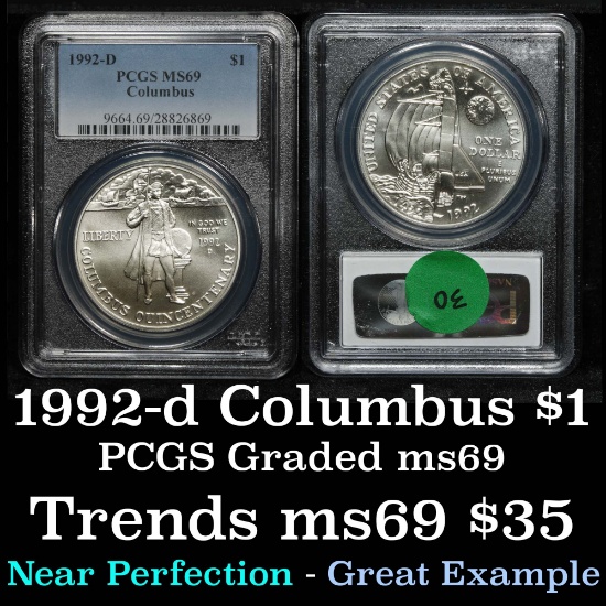 PCGS 1992-d Columbus Modern Commem Dollar $1 Graded ms69 by PCGS
