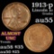 1913-p Lincoln Cent 1c Grades Choice AU