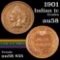 1901 Indian Cent 1c Grades Choice AU/BU Slider