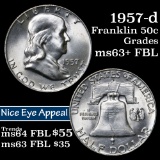 1957-d Franklin Half Dollar 50c Grades Select Unc+ FBL