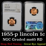 NGC 1955-p Lincoln Cent 1c Graded ms65 RD by NGC