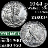 1944-p Walking Liberty Half Dollar 50c Grades Select+ Unc