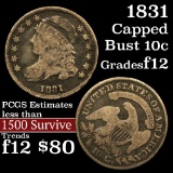 1831 Capped Bust Dime 10c Grades f, fine