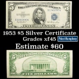 1953 Silver Certificate $5 Grades xf+
