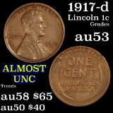 1917-d Lincoln Cent 1c Grades Select AU