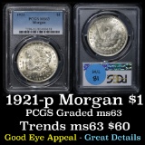 PCGS 1921-p Morgan Dollar $1 Graded ms63 by PCGS